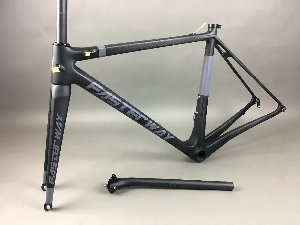 Discount classic design FASTERWAY PRO full black with no logo carbon road bike frameset:carbon Frame+Seatpost+Fork+Clamp+Headset,free ems 135