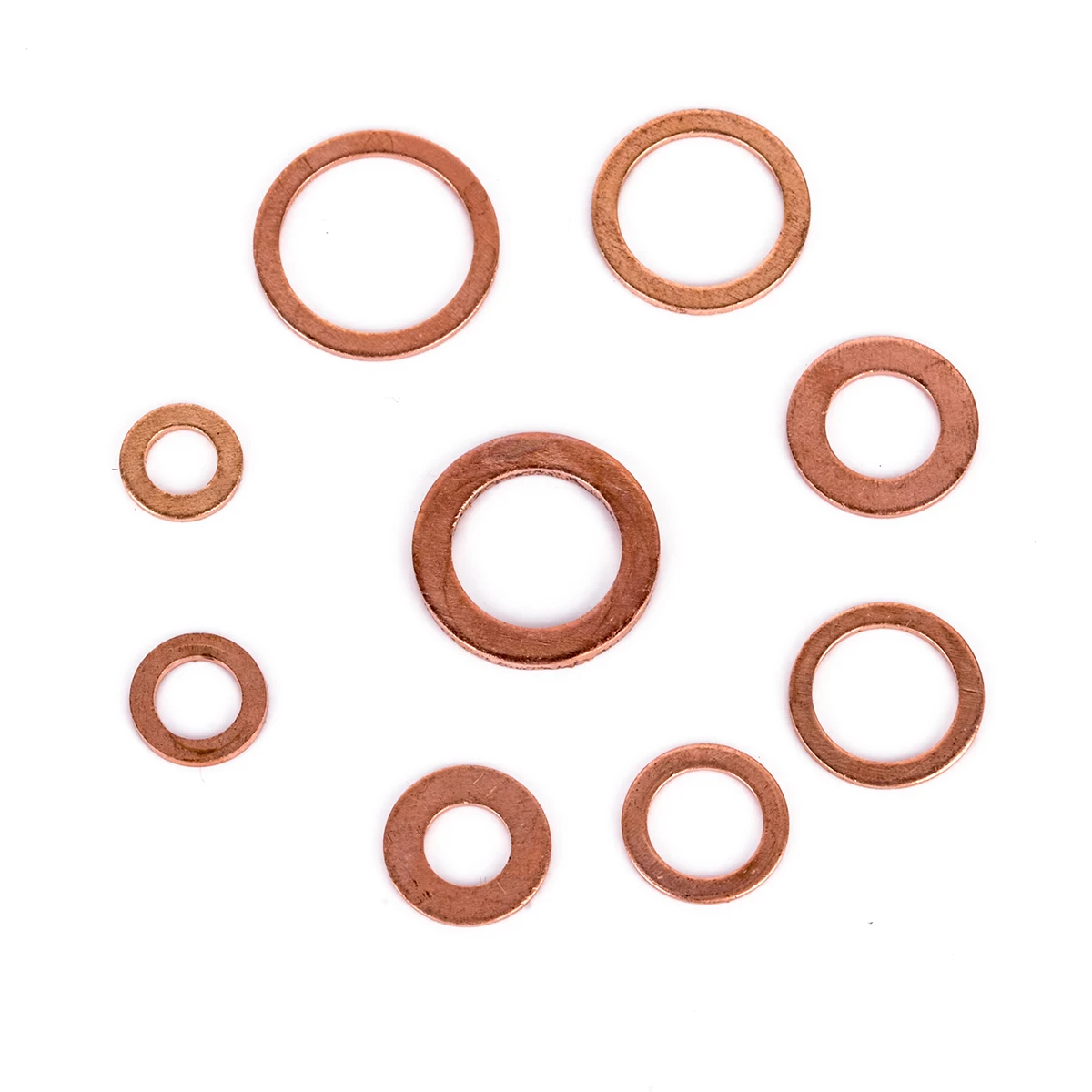 200pcs Solid Copper Washer Gasket Set Flat Ring Sump Plug Oil Seal Fittings Washers Fastener Hardware Accessories M5-M14