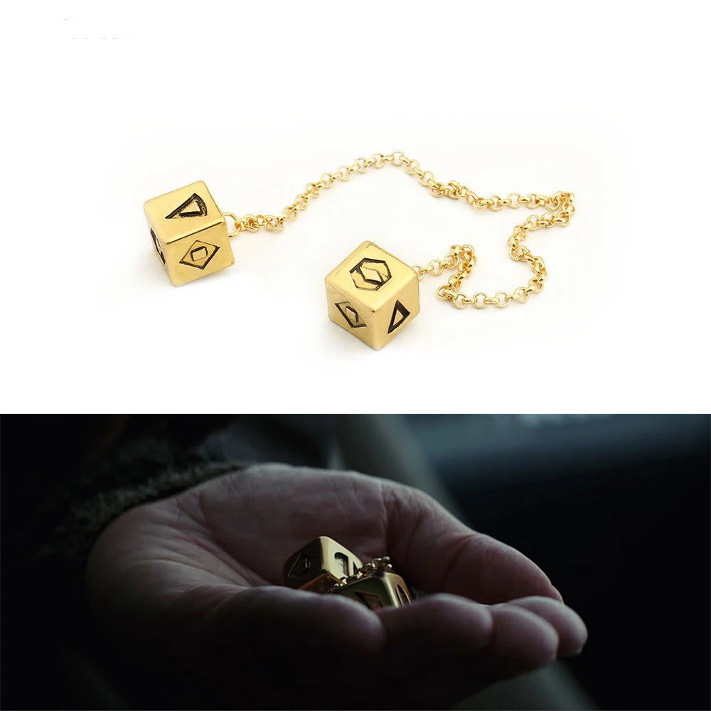 New Big Antique Gold Color Bracelet Han Solo Lucky Dice Prop,1.25 cm Dice with Link Chain Bracelet Wars Car Mirror Jewelry