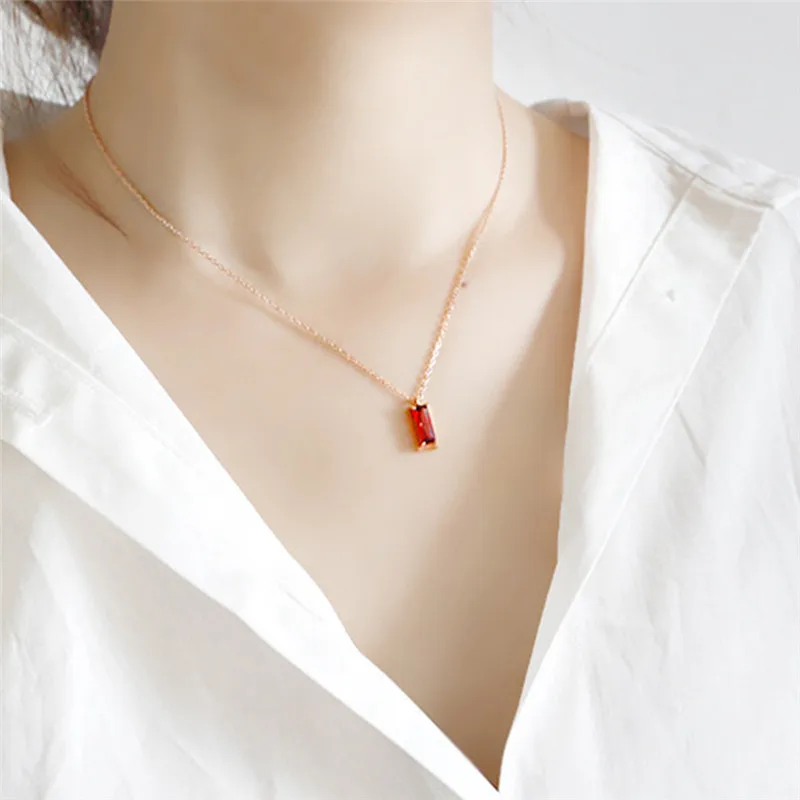 

Romad Real 925 Sterling Silver Pendant Necklace Red Crystal AAA Zircon Rose Gold Necklace for Women Elegant Jewelry Bijoux Z3
