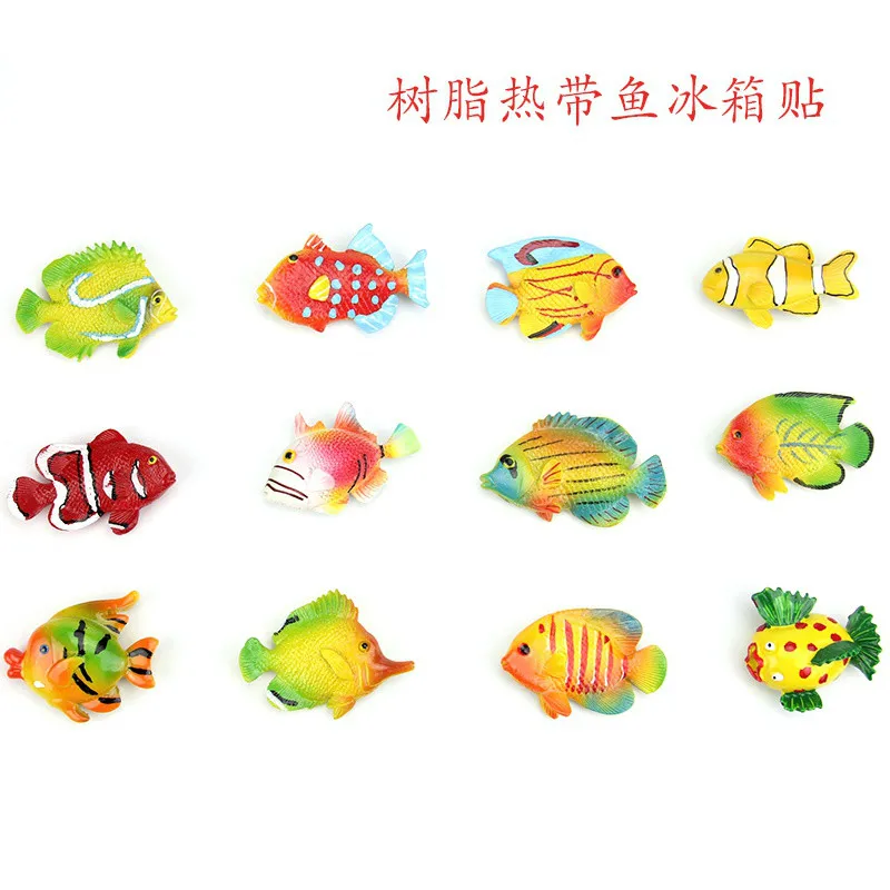 

Home Decor Color Mini Small Resin Tropical Fish Refrigerator Fridge Magnets Furnishings Decorative 12pcs/set