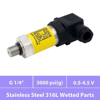 

0 3000 psi sealed gauge, pressure sensors transducers high accuracy, 0.5 4.5 V output, g1 4 in connection, ss 316L wetted parts
