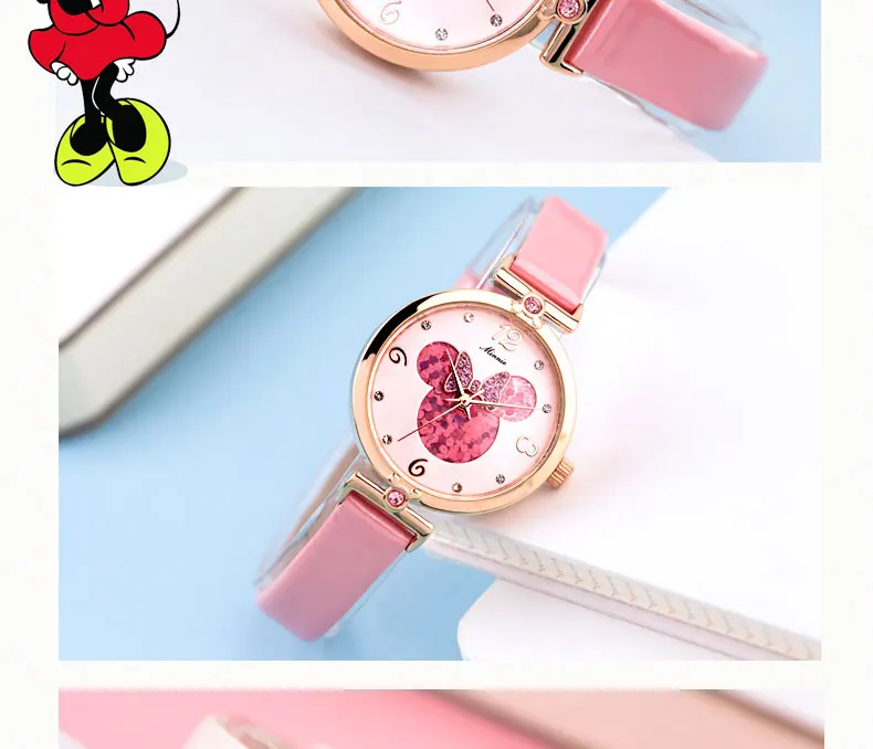 Новые женские кварцевые круглые часы с Микки Маусом и милой девочкой в подарок, очаровательные женские часы Дисней по непревзойденной цене