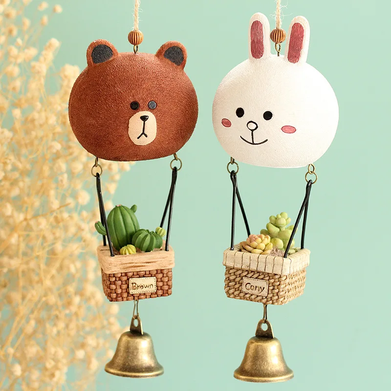 

New DIY Totoro wind chime kid home decoration cute girl room home decoration bell pendant birthday gift Resin animal Wind chimes