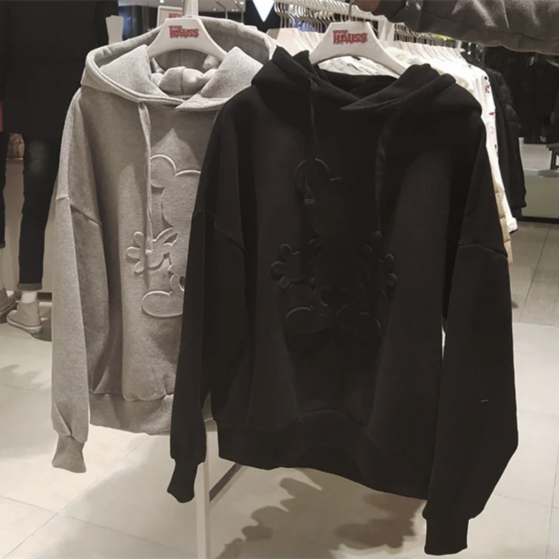 KYMAKUTU Autumn 3D Mickey Solid Women Hoodies 2018 New Long Sleeve Casual Loose Sweatshirt Hooded Pullover Female's Tops L- 5XL KYMAKUTU Autumn 3D Mickey Solid Women Hoodies 2018 New Long Sleeve Casual Loose Sweatshirt Hooded Pullover Female's Tops L- 5XL
