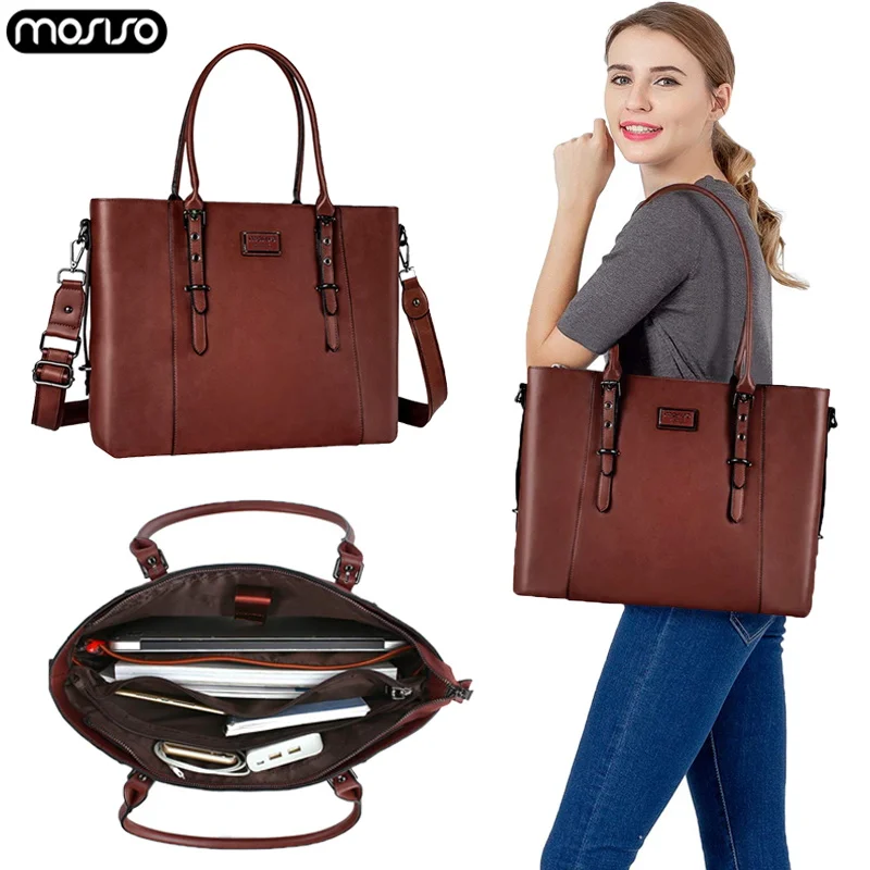 

MOSISO 13.3 14 15.4 15.6 Inch PU Waterproof Ladies Laptop Bag Business Notebook Bags Briefcase Handbags Messenger Bag for Women