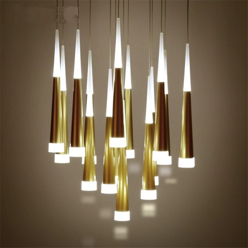 

Creative Conical Pendant Lamp Double Staircase Decorative Lamp Dining Room Bar Led Pendant Lamp Aluminum Meteor LED Pendant Lamp