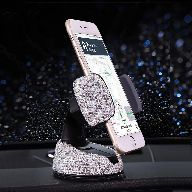 Crystal Rhinestones 360 Degree Car Phone Holder for Car Dashboard Auto Windows and Air Vent Universal Car Mobile Phone Holder Uncategorized cb5feb1b7314637725a2e7: black grey|Blue|Pink|Purple|Red|White