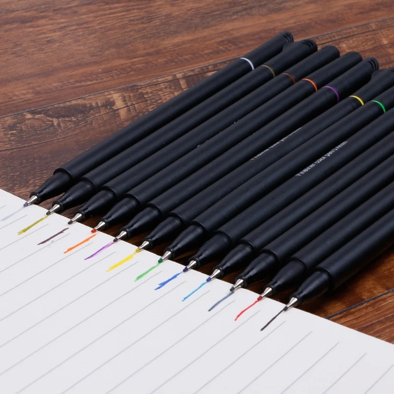 Fineliner 12 / 24 Colors Pen Set 0.4mm Fine Tip Line Writing Drawing Marker Pen
