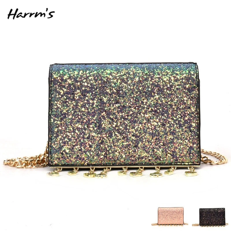 

New Fashion Bag Shinning Women's Clutch Sequins Star Pouch Shoulder Handbag Chain Messenger Flap Party High Quality Tassel Bags