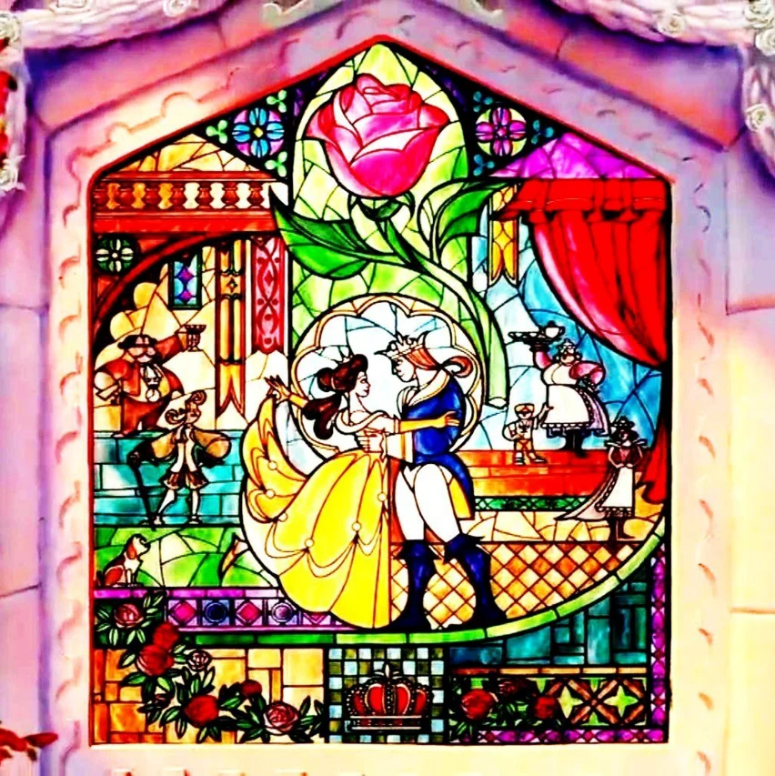 

8x8FT Beauty Beast Frame Rose Flowers Court Custom Backgrounds Photo Studio Backdrops Vinyl 240cm x 240cm