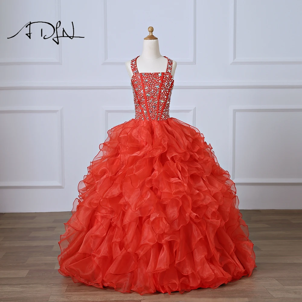 ADLN Red Flower Girl Dress First Communion Dresses for Baby Ball Gown