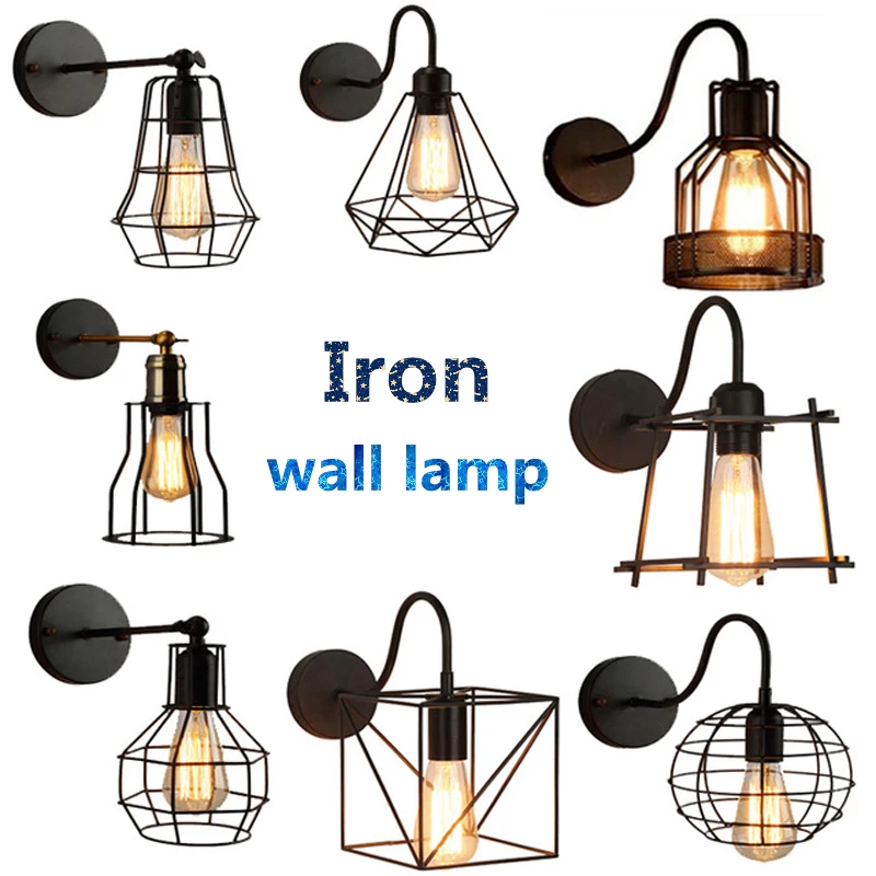 Creative Iron Cage E27 Wall Lamp Retro Industrial Wind Aisle Light For Bedside Corridor Balcony Cafe Restaurant Bar Decor | Лампы и