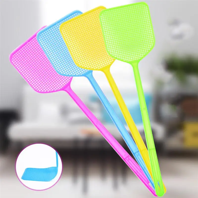 6Pcs Fly Swatter with Long Handle Bug Mosquito Spiders Cockroach Killer Manual Pest Control Racket Set 