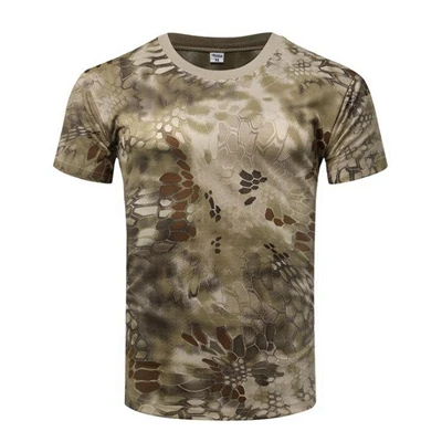 Уличные камуфляжные рубашки для кемпинга тактические футболки мужские походные охотничьи быстросохнущие армейские камуфляжные военные рубашки с коротким рукавом - Color: 8
