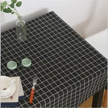 Nordic Tower Black Plaid Printed Decorative Table Cloth Cotton Linen Lace Round Tablecloth Dining Tapete For Kitchen Home Decor