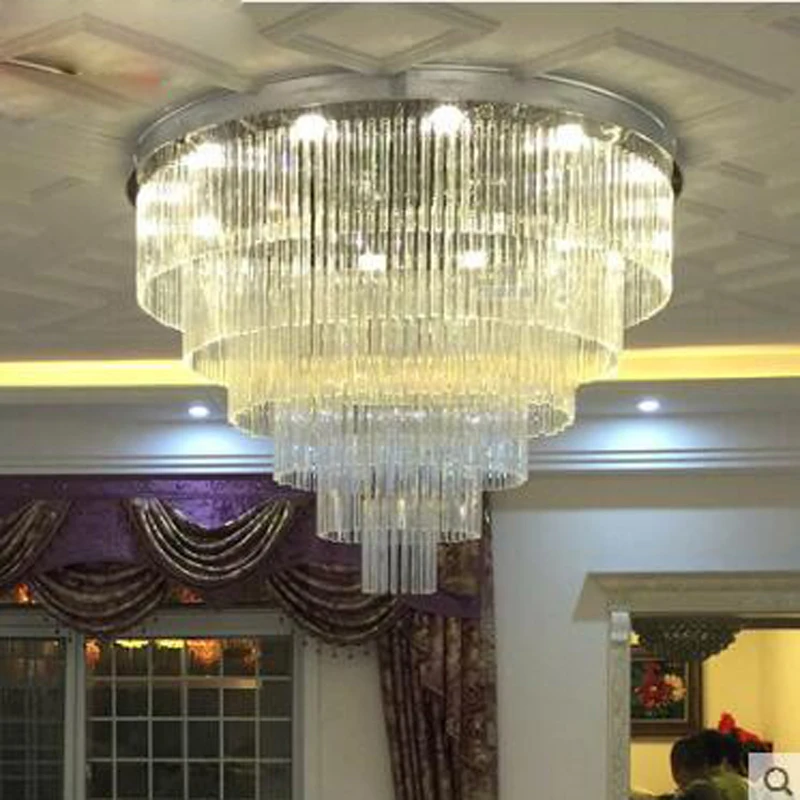 

Hall Crystal chandelier living room light round Engineering Hotel restaurant lights bedroom light modern minimalist personality