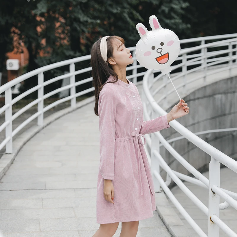 JIBAIYI Women Casual Button O Neck Mini Dress Women Solid Spring Long Sleeve a Line Dresses Elegant Embroidery Vesitdos Female JIBAIYI Women Casual Button O Neck Mini Dress Women Solid Spring Long Sleeve a Line Dresses Elegant Embroidery Vesitdos Female