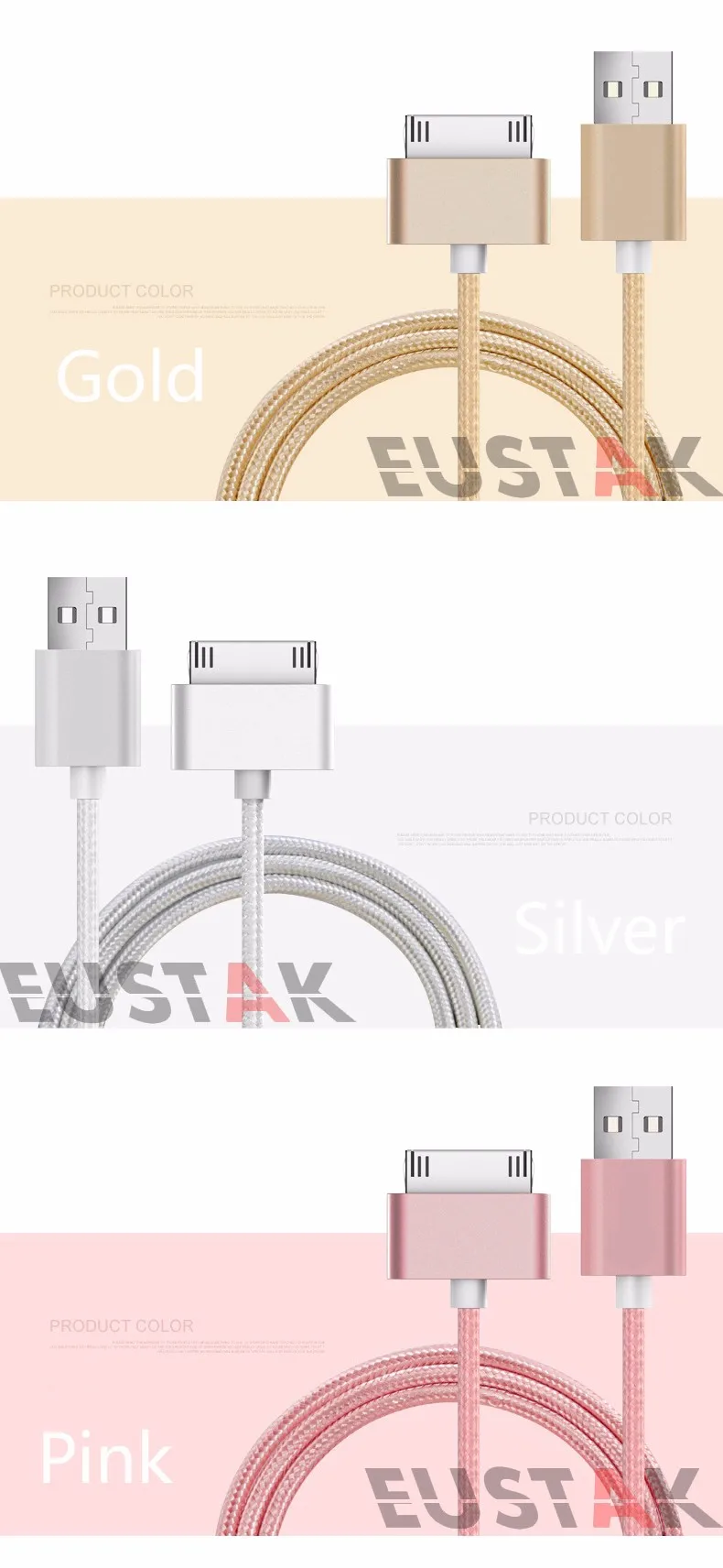 Eustak 1 м 30 Pin USB кабель для зарядки данных для iphone 4 кабель для зарядки USB кабель для быстрой зарядки для iphone 4s 4 iPad 2 3 IPOD зарядное устройство