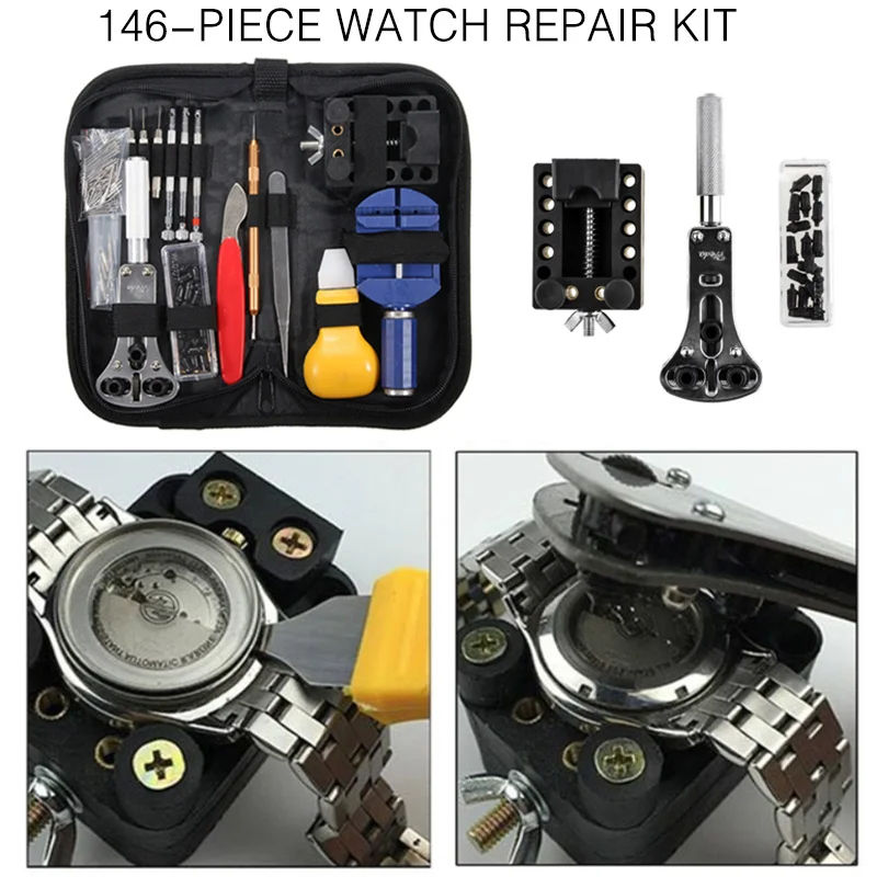 

146pcs Watch Repair Tool Kit Case Opener Screwdriver Set Caliper Bezel Plier Connectivity Replacement Tools For Rolex_Watches