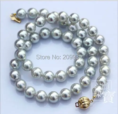 

huij 00980 10-11MM NATURAL tahitian gray pearl necklace 18