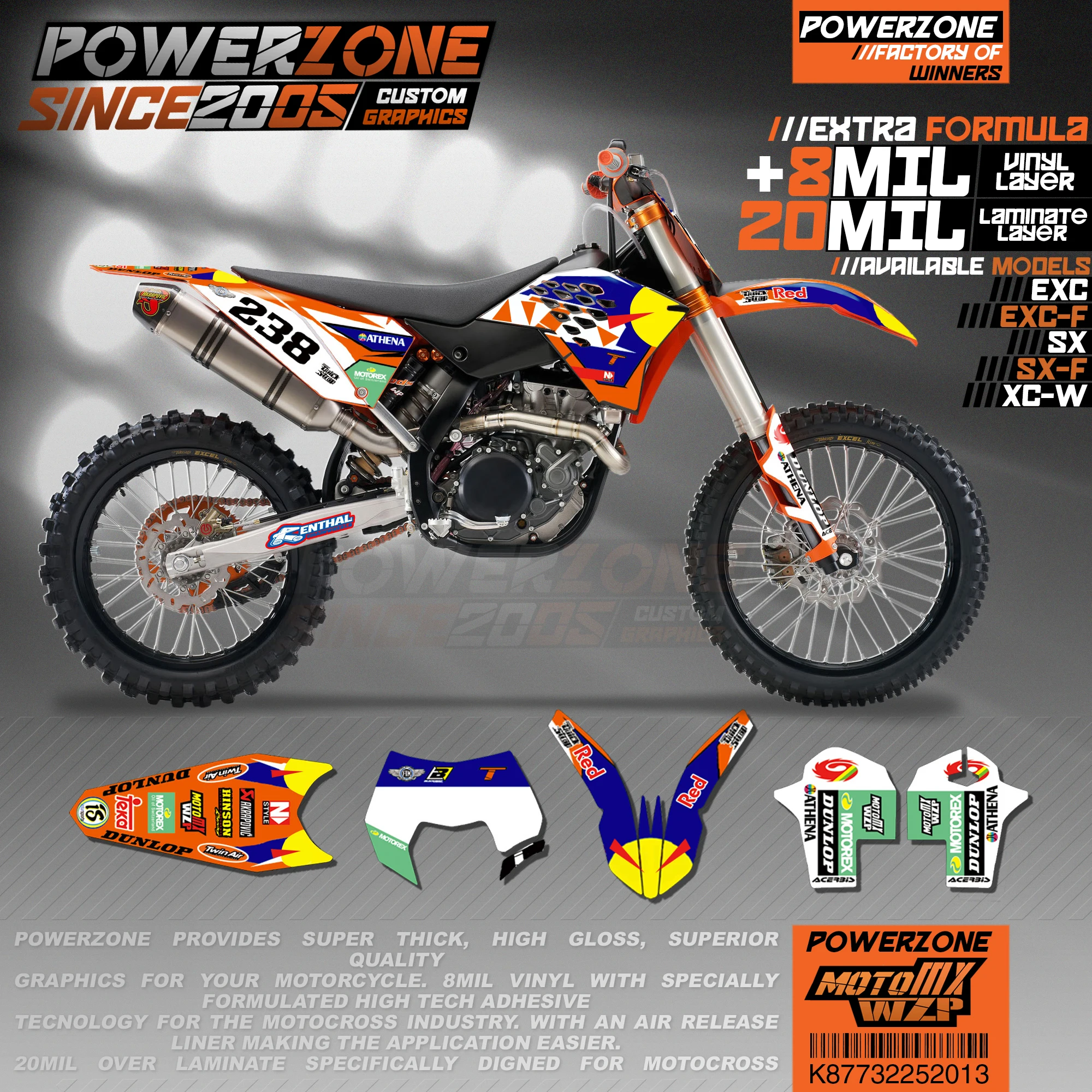 Персонализированные графические фоны PowerZone Team наклейки 3M Набор наклеек для KTM SX SXF