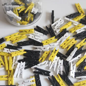 

200x Bumble Bee Mini Wooden Clothespins Black Yellow White Party bee Baby Shower yellow bee Wedding Decor clips photo Garden Day