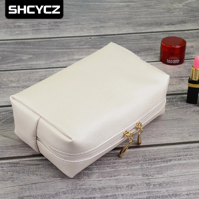 

Creative Metal Zipper Pencil case Solid Color PU Large Capacity Pencil Bag Pen Box Cute School Stationery Etui Makeup Bags