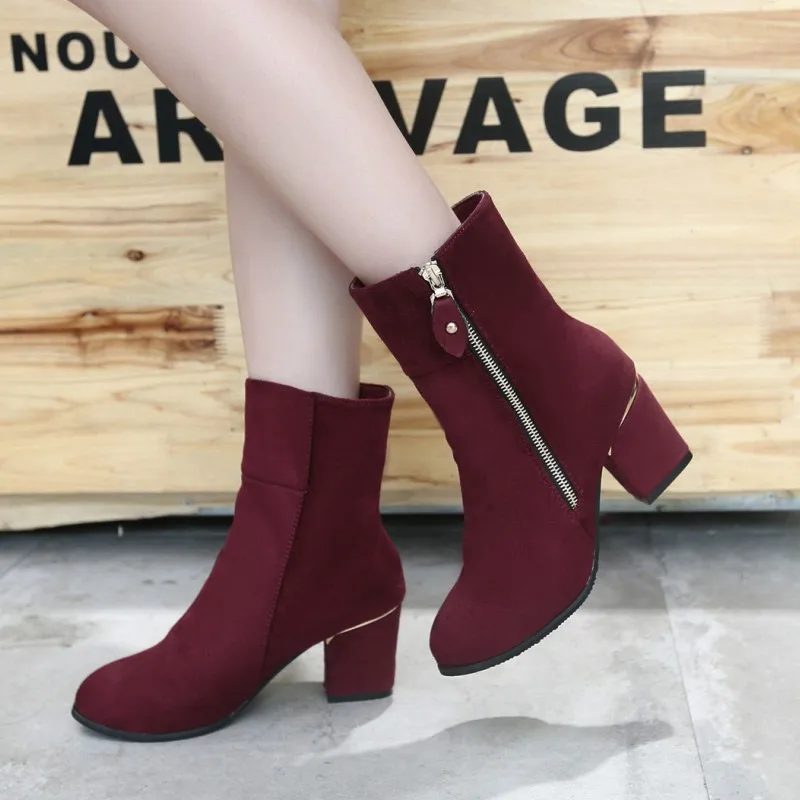 2016 new winter women s fashion boots Martin boots women solid color suede female bootsb1