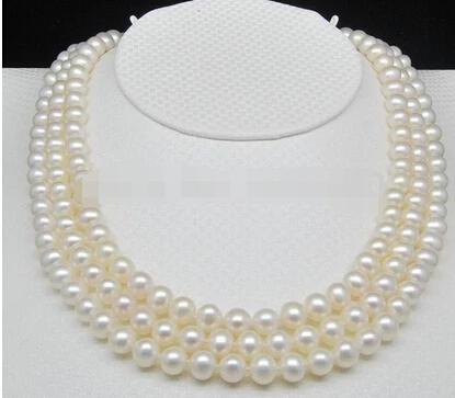 

Free shipping >>@ 1160 3-Row Natural 7-8mm AAA pearl necklaces 17-18-19