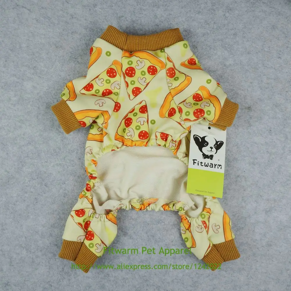 Одежда для домашних животных Fitwarm Pizza пижамы собак Комбинезоны кошек рубашки XS