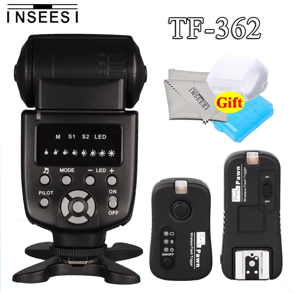 

INSEESI IN-560IV 560IV Wireless Flash Speedlite + Pixel Pawn TF-362 Flash Trigger Transmitter and Receiver For Nikon DSLR Camera