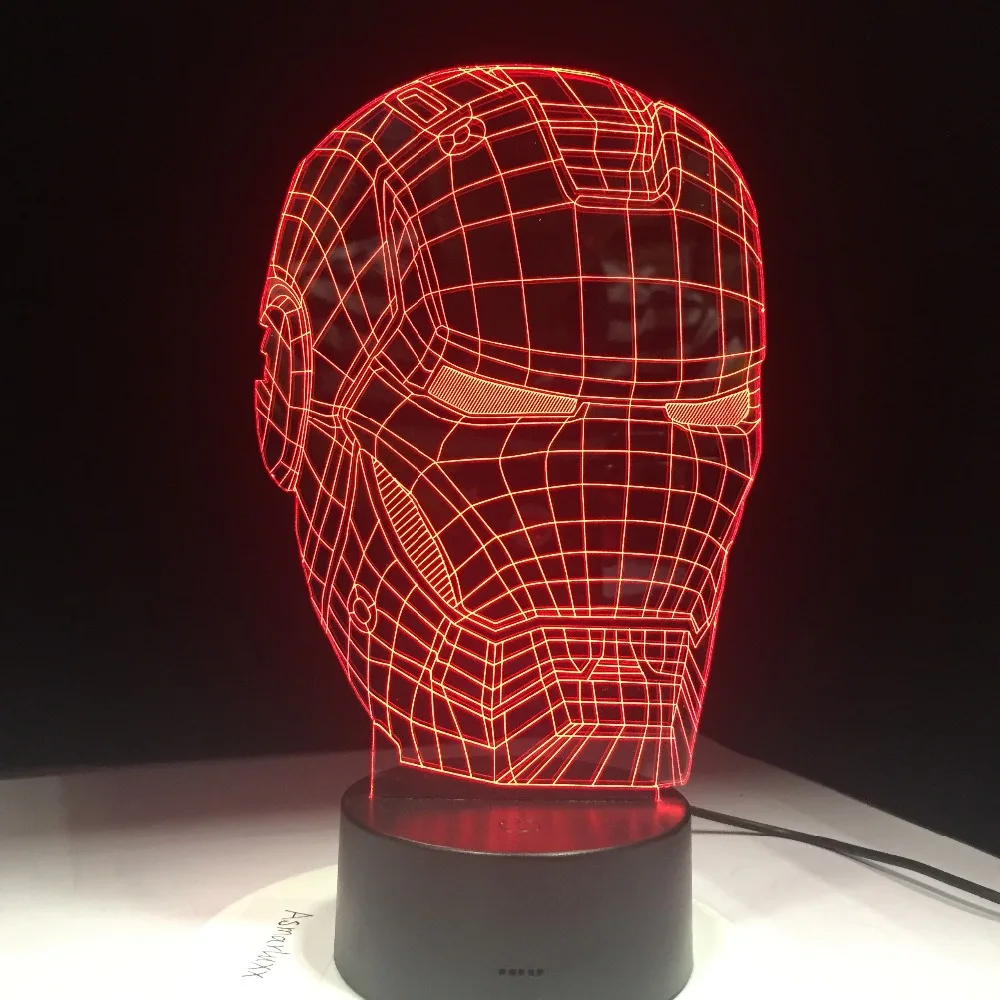 

Marvel Avengers Decor Lamp 3D Art Iron Man Mask Night Light Superhero Lampe for Kids Boys Friends Gifts