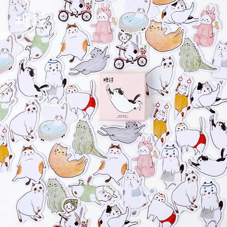 Fat Cat Dairy Decorative Stationery Stickers Scrapbooking Diy Diary Album Stick Lable huismerk kopen in de aanbieding