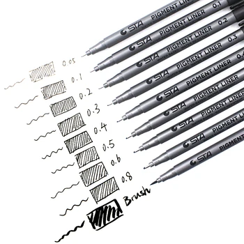 

STA 9pcs/Lot Professional Pen For School Office Pen Set Pigment Painting Liner Watercolor Brush Pen Fininer Drawing Marker Pen