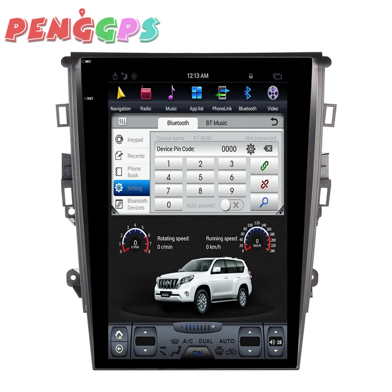 Cheap Tesla style 12.1 inch Android 6.0 Car Radio GPS Navigation Headunit For Ford Mondeo Fusion 2013-2017 Stereo Multimedia Audio Map 9