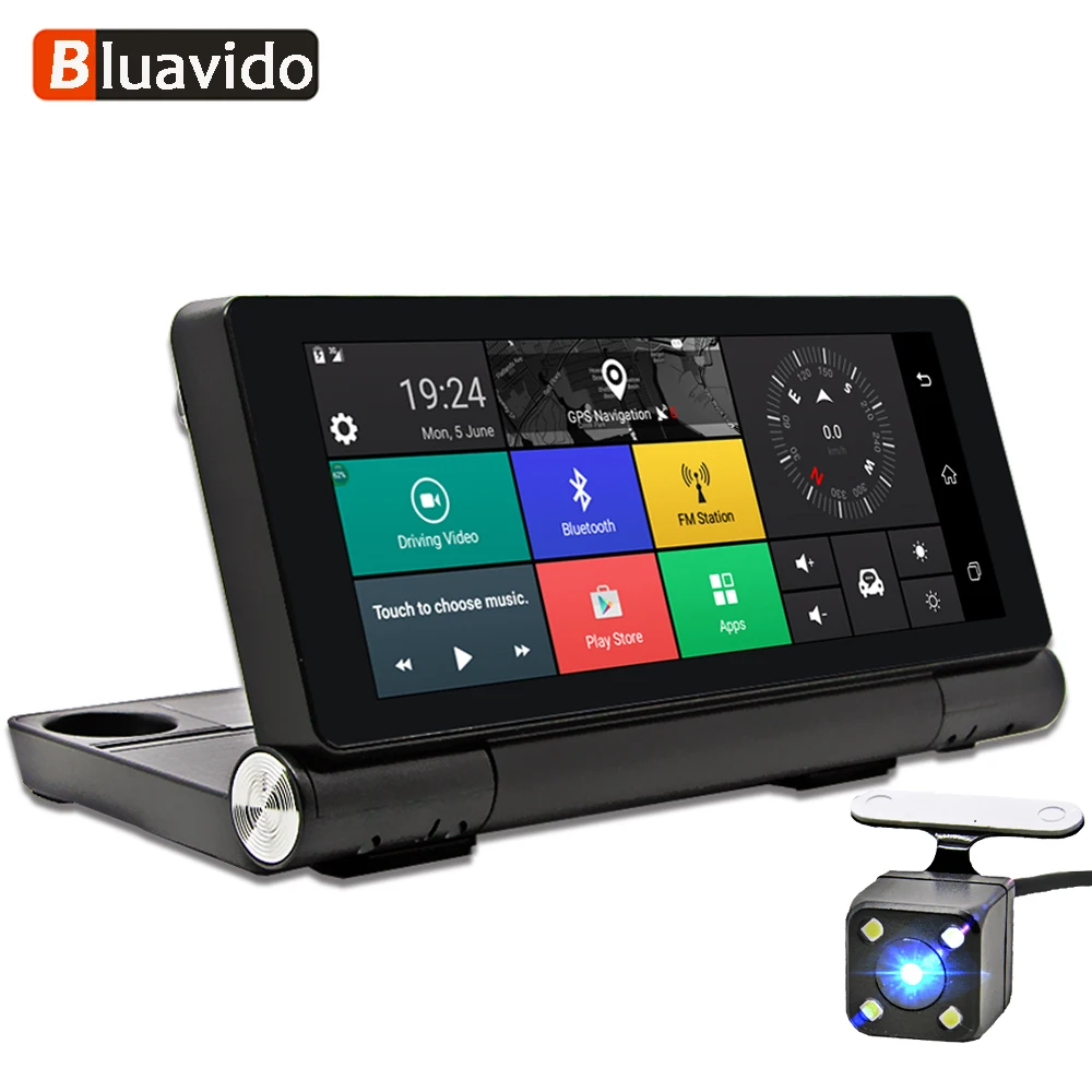

Bluavido 7" 4G android dash camera ADAS FHD 1080P video recorder GPS Navigation Dual Lens Car DVR registrar remote live monitor