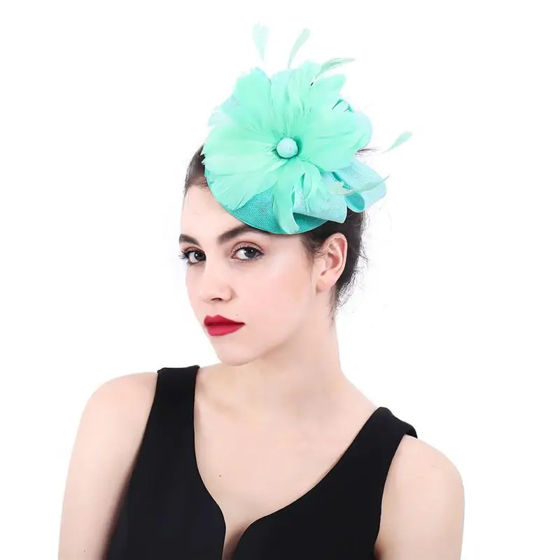

2019 New Style European American Fashion Ladies Feather Flower Small Hats Bridal Wedding Banquet Handamde Hats Headdress Elegent