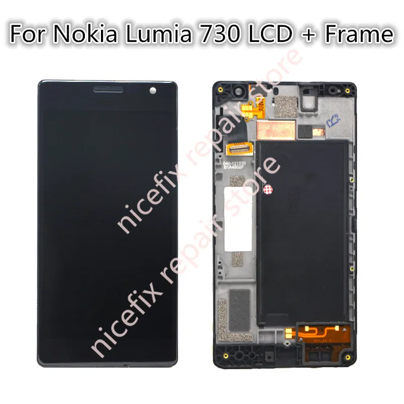 ЖК-дисплей с рамкой для Nokia Lumia 730 сенсорная панель две SIM-карты ЖК-дигитайзер в