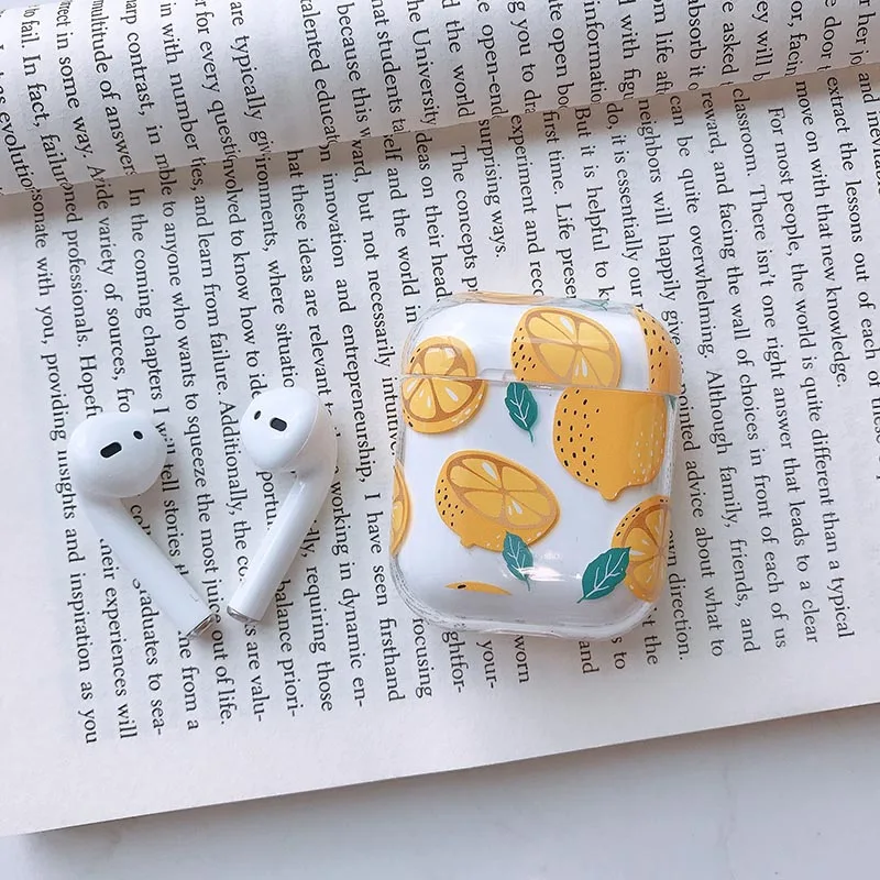 lemon Милый Фламинго Жесткий Чехол для Apple Airpods чехол для наушников Защитный чехол для Airpods 1/2 гарнитура аксессуары противоударный корпус - Цвет: lemon