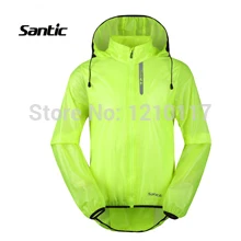 Мужские ветрозащитные куртки Santic для велоспорта с капюшоном, защита от солнца, защита от брызг воды, яблоко, зеленый светильник для велоспорта MC7008V - Цвет: Apple Green