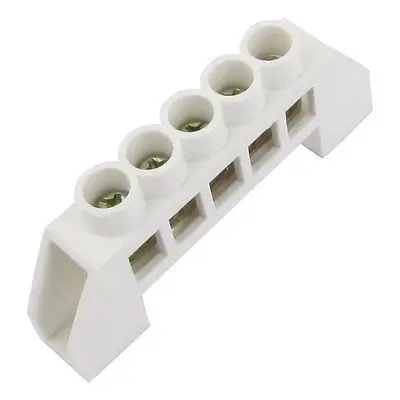 

White 5 Positons Ground Wire Row Copper Tone Terminals Block