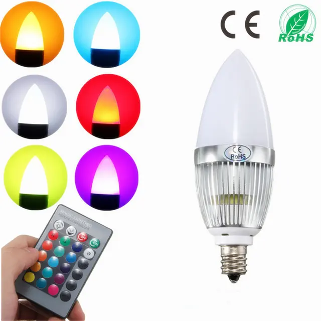 3w Rgb Led Light Bulb E12 Flash Color Changing Chandelier Candelabra 3w Rgb Led Light Bulb E12 Flash Color Changing Chandelier Candelabra Candle Lamp With 24key Remote Controller Lighting Ac85 265v