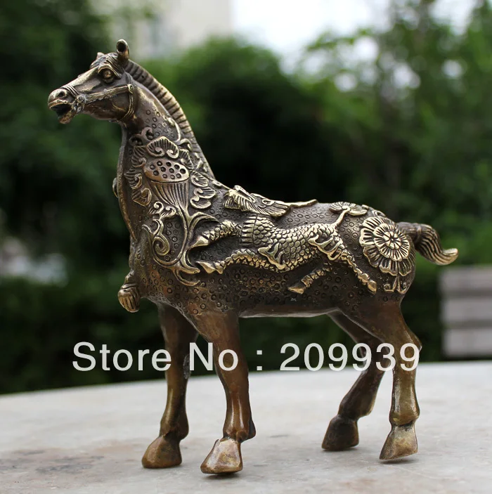 

00364 Exquisite Chinese old Folk collection Bronze Dragon sculpture on the horse 713g (A0321)
