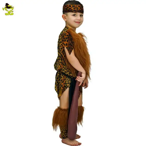 Костюм для собаки с леопардовым принтом для мальчиков, детский нарядный костюм дикого человека для ролевых игр - Цвет: EE012