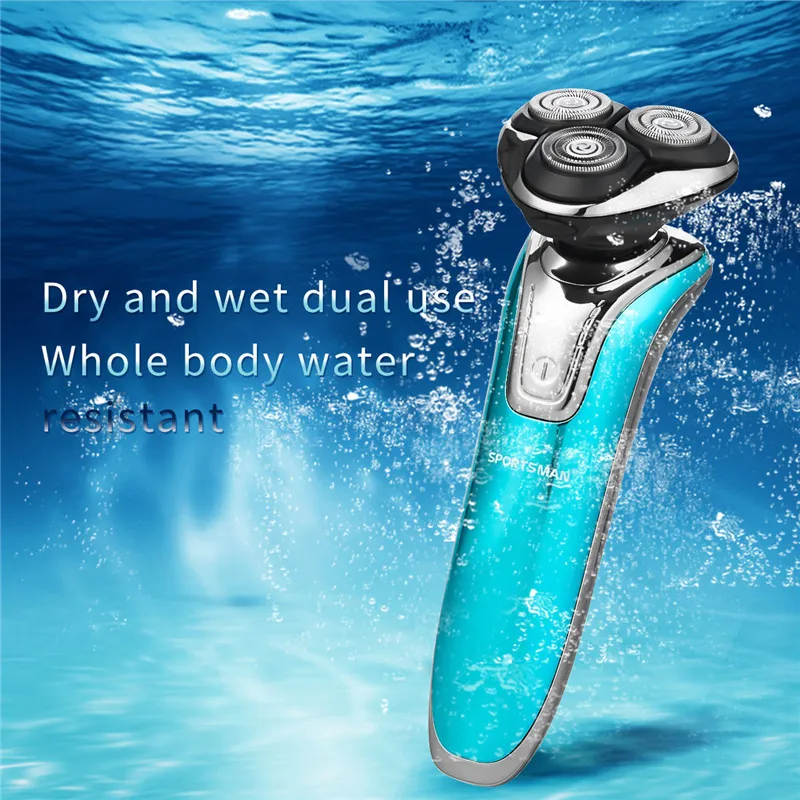 

SPORTSMAN SM-520 USB Rechargeable Men Shaver LCD Display Electric Razor Waterproof 3D Triple Floating Blade Shaving Wet Dry Use
