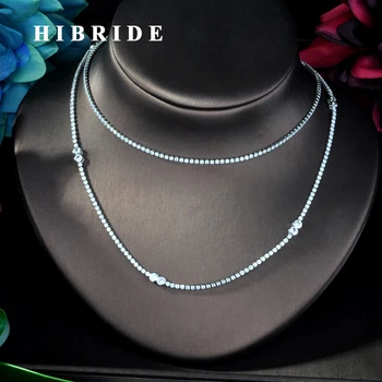 

HIBRIDE European Fashion Small Cubic Zircon loong Pendant Link Sweater Chain Necklace For Women Wedding Accessories N-787
