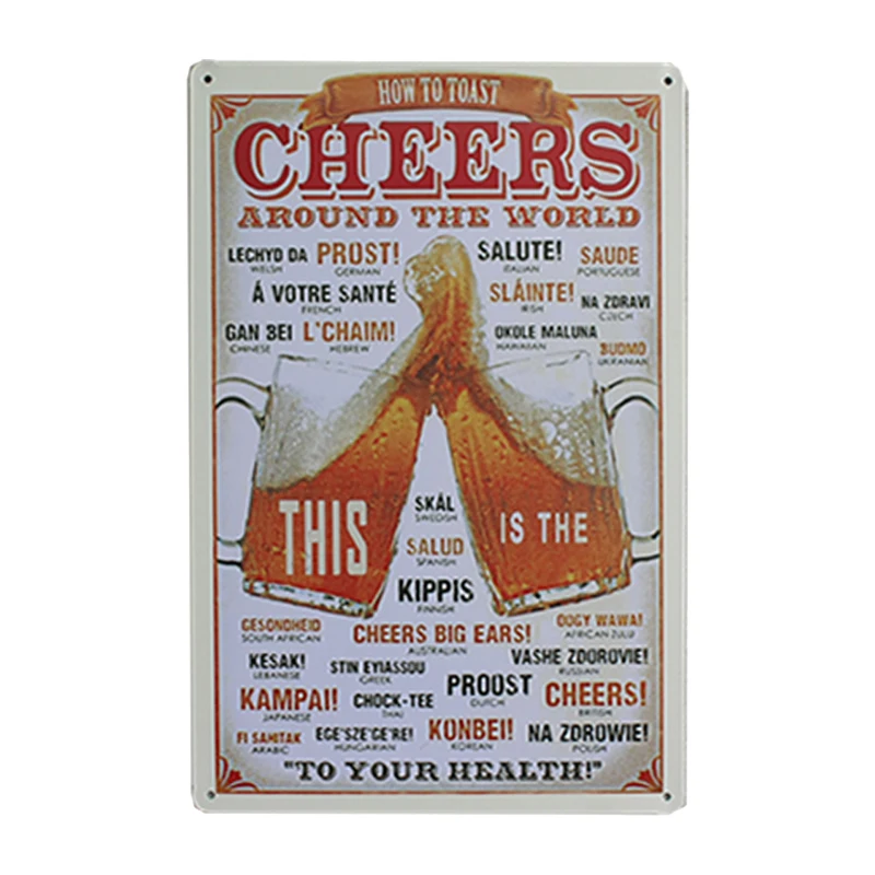 Ретро с изображением "Beer CHEERS" 20*30 см винтажные металлические жестяные вывески ретро-плакат Плакат Бар Паб Клуб настенный домашний Декор наклейки на стену плакат искусство
