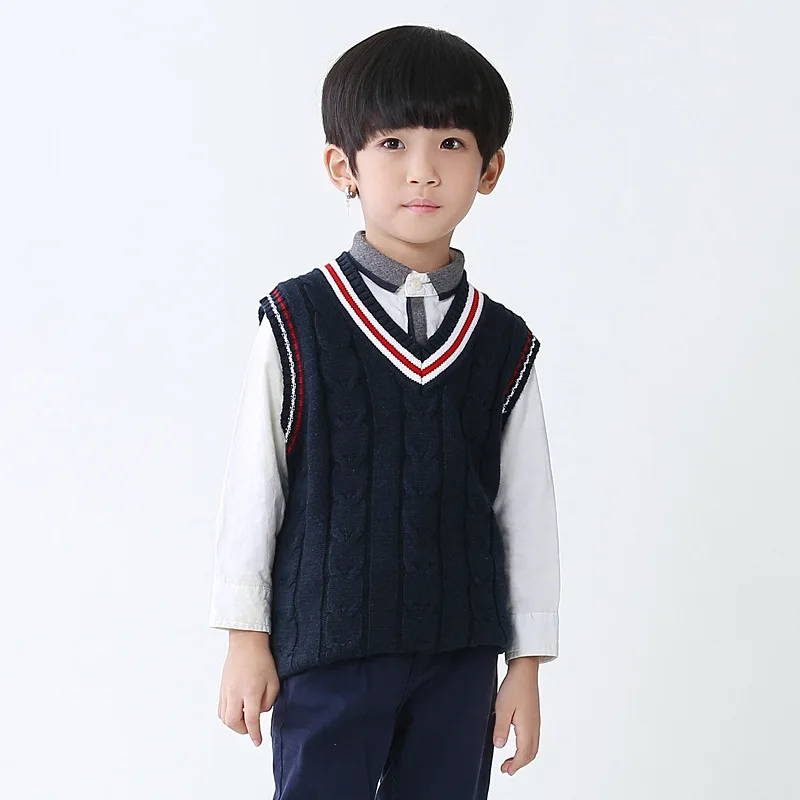 Kids Knitted Sweaters Vest Boy Clothes Cotton Sleeveless Children V