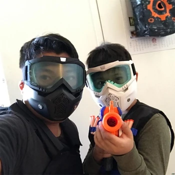 

2 Pack Detachable Face Masks Tactical Mask With Protective Goggles Compatible For Beach sand toys water guns Masks